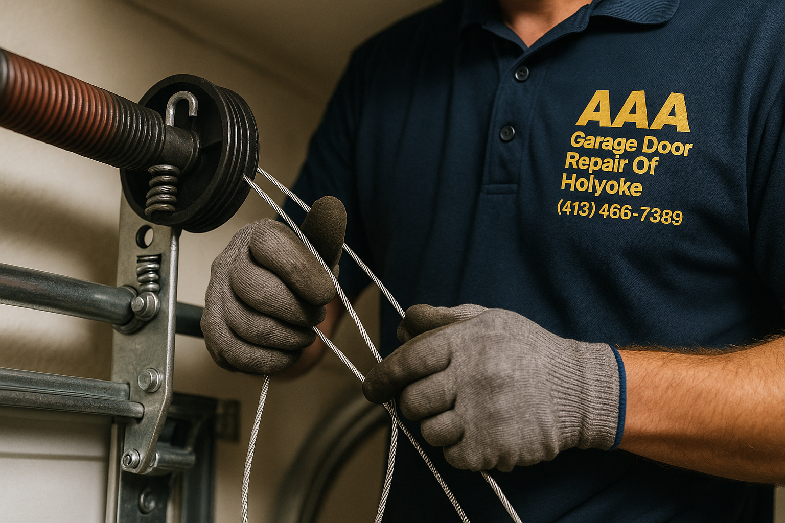 Garage Door Cable Repair in Rollinsford